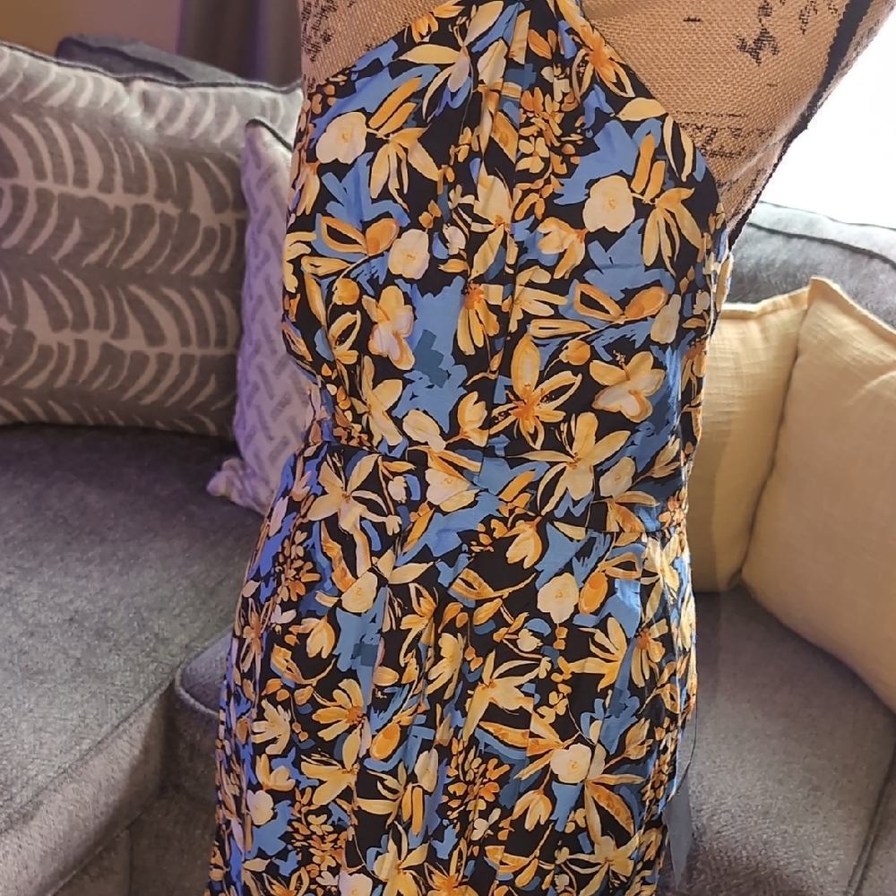 Lulu's Halter Floral Dress - Blue and Black - Picture 6 of 10